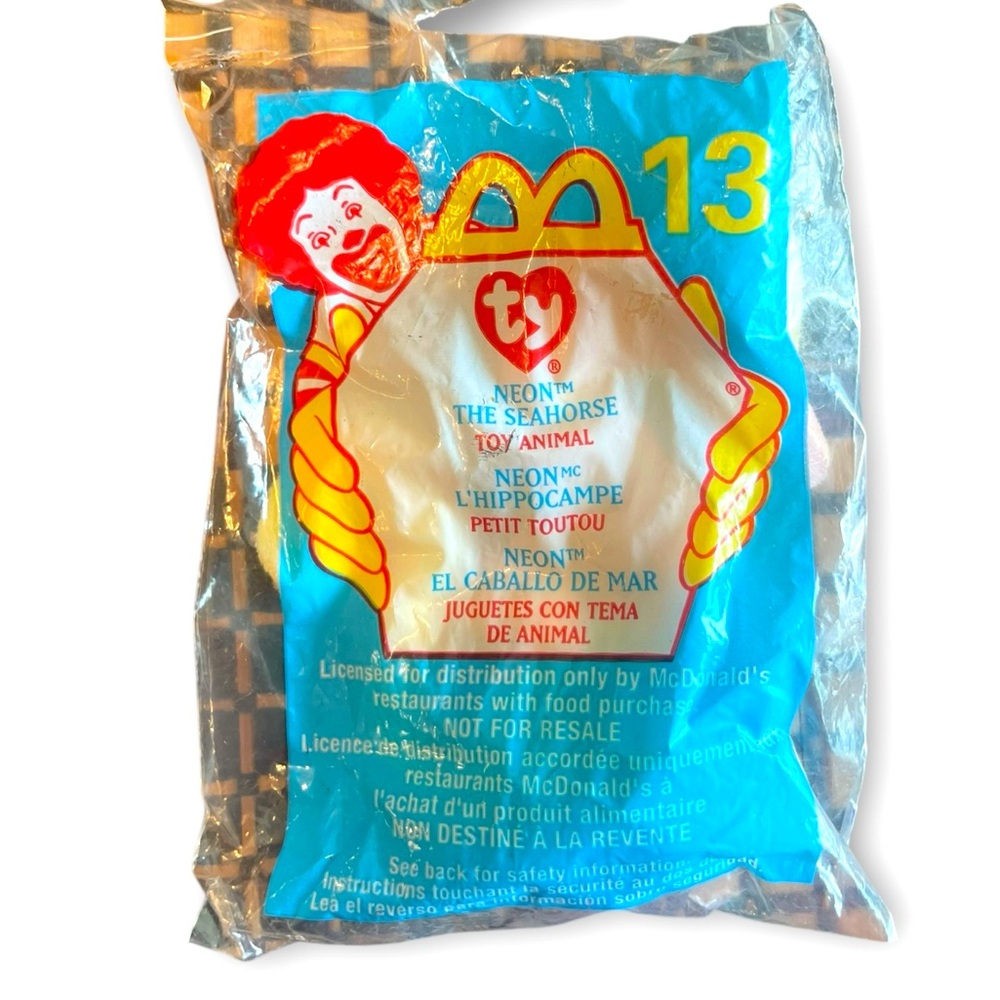 2000 McDonald’s TY Teenie Beanie Baby Neon the Seahorse #13 New Sealed Package